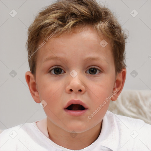 Neutral white child male with short  brown hair and brown eyes