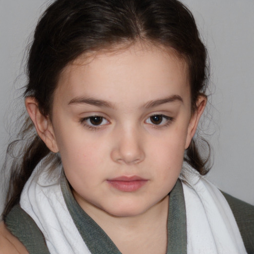 Neutral white child female with medium  brown hair and brown eyes