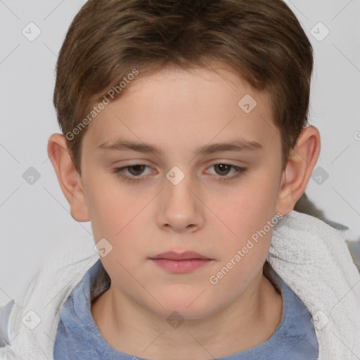 Neutral white child female with short  brown hair and brown eyes