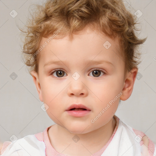 Neutral white child male with short  brown hair and brown eyes