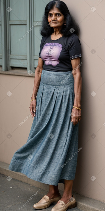 Sri lankan elderly female with  black hair