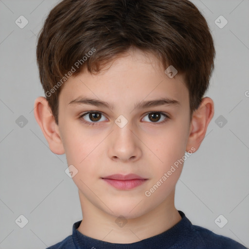 Neutral white child male with short  brown hair and brown eyes