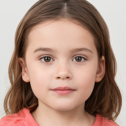 Neutral white child female with medium  brown hair and brown eyes