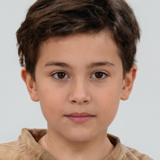 Neutral white child male with short  brown hair and brown eyes