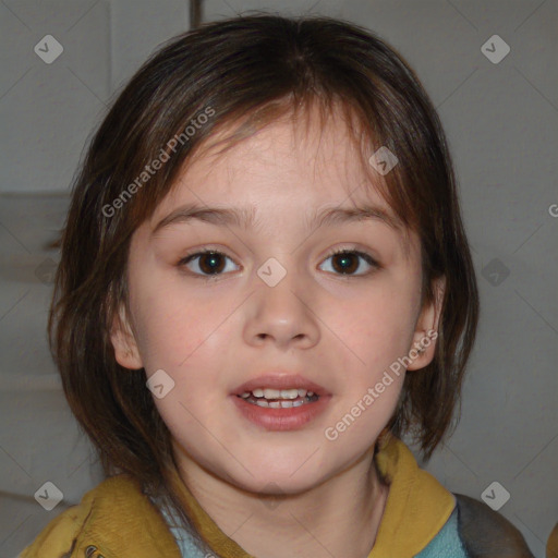 Neutral white child female with medium  brown hair and brown eyes