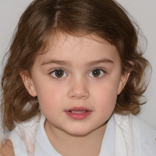 Neutral white child female with medium  brown hair and brown eyes