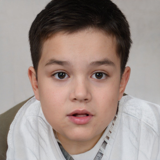 Neutral white child male with short  brown hair and brown eyes