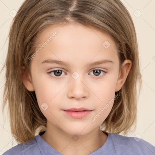 Neutral white child female with medium  brown hair and brown eyes