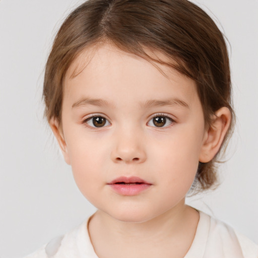 Neutral white child female with medium  brown hair and brown eyes