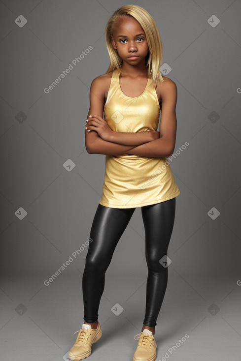 African american teenager female with  blonde hair