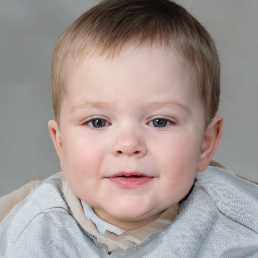 Neutral white child male with short  brown hair and blue eyes