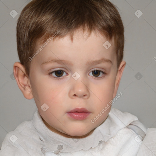 Neutral white child male with short  brown hair and brown eyes