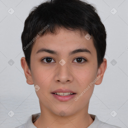 Neutral asian young-adult male with short  brown hair and brown eyes