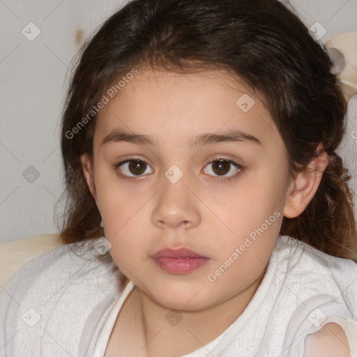 Neutral white child female with medium  brown hair and brown eyes