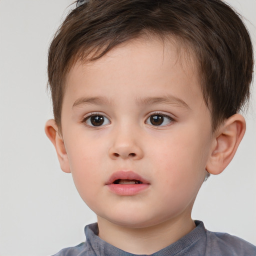 Neutral white child male with short  brown hair and brown eyes