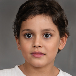 Neutral white child female with short  brown hair and brown eyes