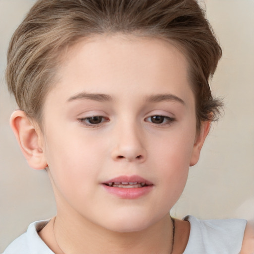 Neutral white child female with short  brown hair and brown eyes