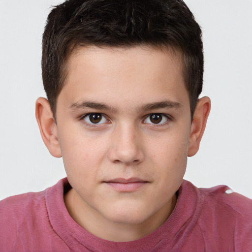 Neutral white child male with short  brown hair and brown eyes