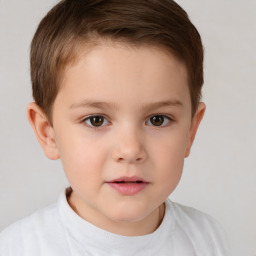 Neutral white child female with short  brown hair and brown eyes