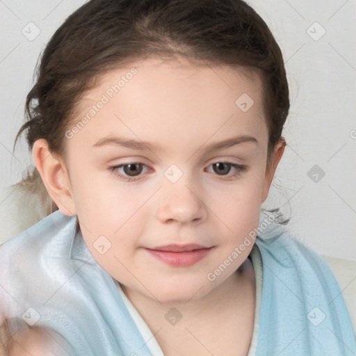 Neutral white child female with short  brown hair and brown eyes