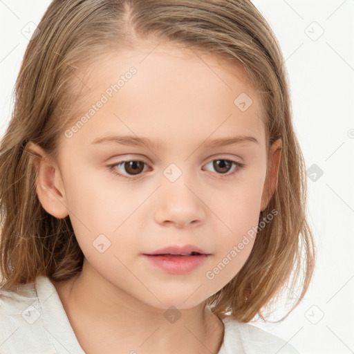 Neutral white child female with medium  brown hair and brown eyes