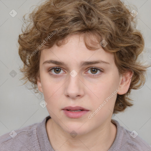 Neutral white child female with medium  brown hair and brown eyes