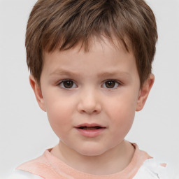 Neutral white child male with short  brown hair and brown eyes