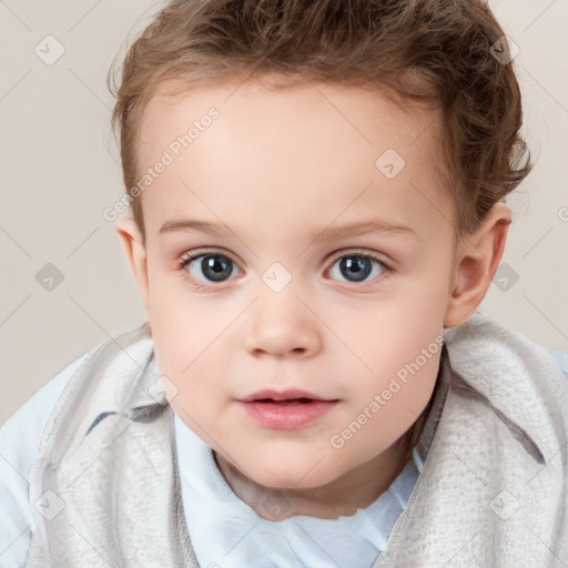 Neutral white child female with short  brown hair and brown eyes