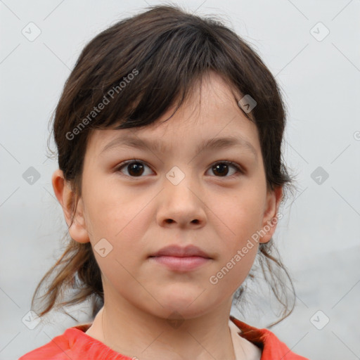 Neutral white child female with medium  brown hair and brown eyes