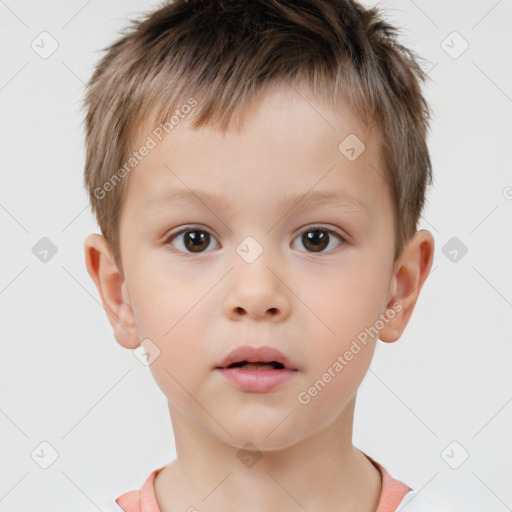 Neutral white child male with short  brown hair and brown eyes