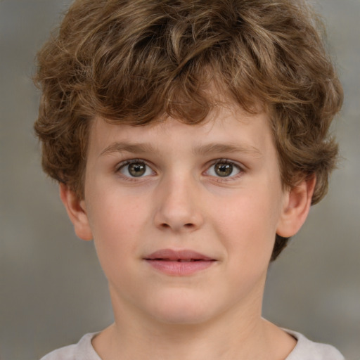 Neutral white child male with short  brown hair and brown eyes