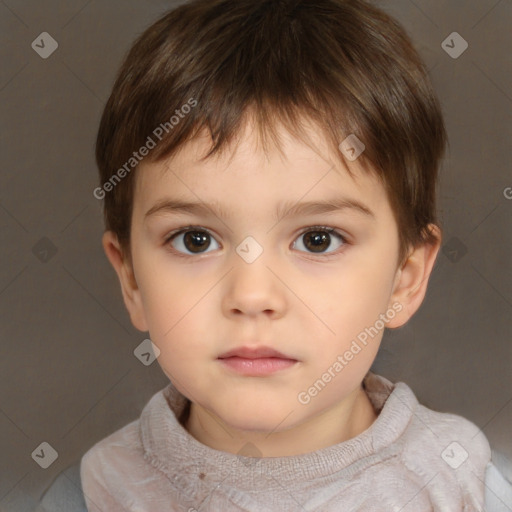 Neutral white child male with short  brown hair and brown eyes