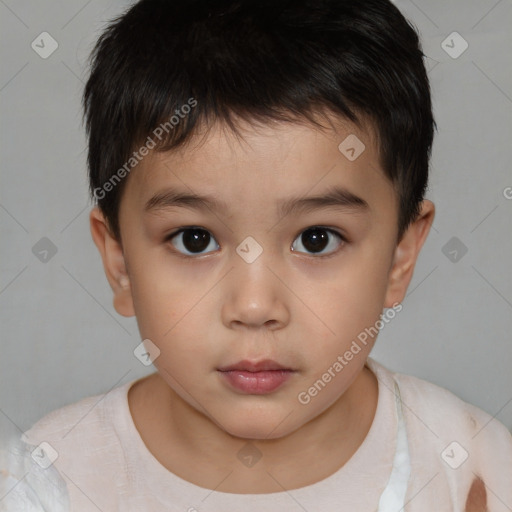 Neutral white child male with short  brown hair and brown eyes