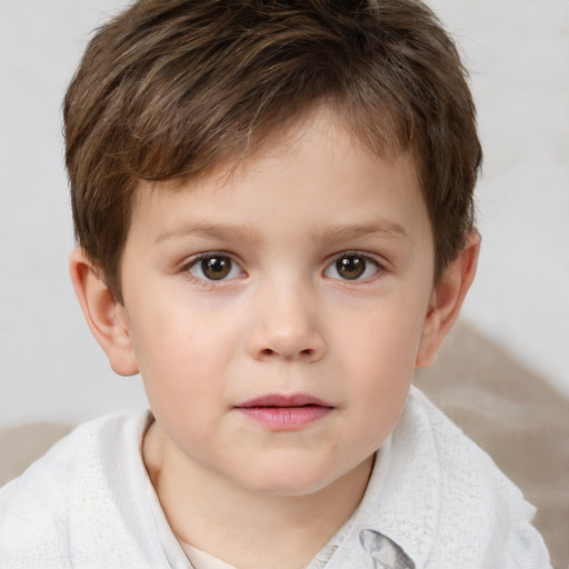 Neutral white child male with short  brown hair and brown eyes