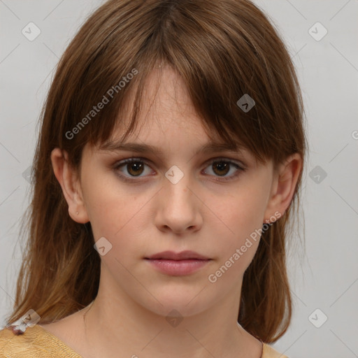 Neutral white child female with medium  brown hair and brown eyes