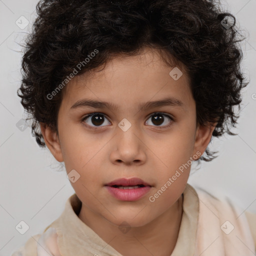 Neutral white child female with short  brown hair and brown eyes