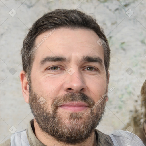 Neutral white adult male with short  brown hair and brown eyes