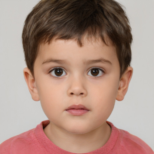 Neutral white child male with short  brown hair and brown eyes