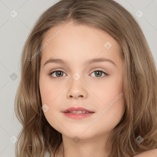 Neutral white child female with medium  brown hair and brown eyes