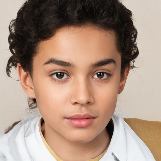 Neutral white child female with short  brown hair and brown eyes