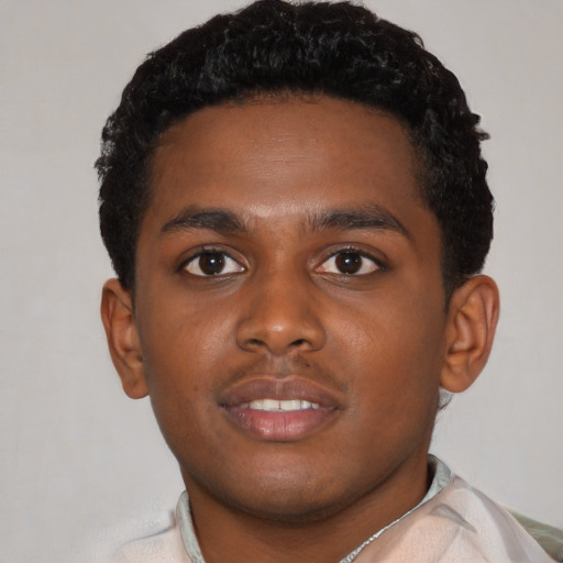 Neutral latino young-adult male with short  brown hair and brown eyes