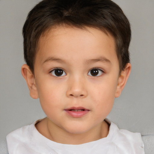 Neutral white child male with short  brown hair and brown eyes