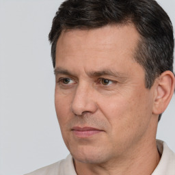 Neutral white adult male with short  brown hair and brown eyes