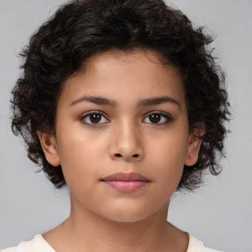 Neutral white child female with medium  brown hair and brown eyes