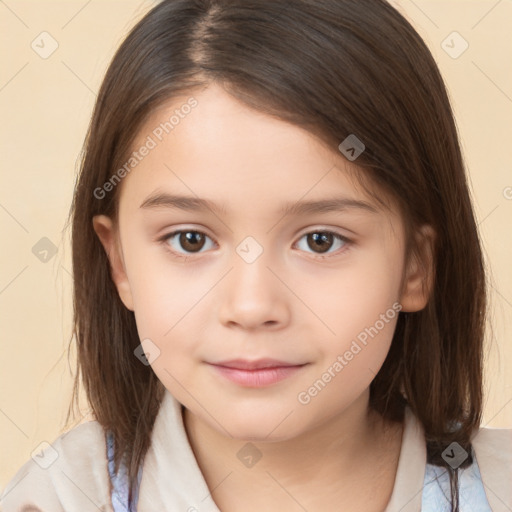 Neutral white child female with medium  brown hair and brown eyes