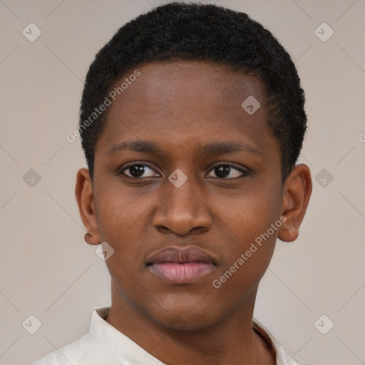 Neutral black young-adult male with short  brown hair and brown eyes