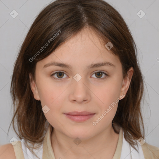 Neutral white child female with medium  brown hair and brown eyes