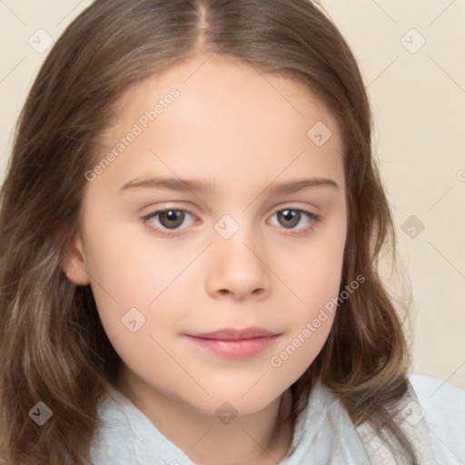 Neutral white child female with medium  brown hair and brown eyes