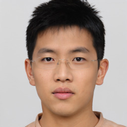 Neutral asian young-adult male with short  brown hair and brown eyes