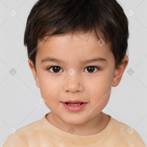 Neutral white child male with short  brown hair and brown eyes